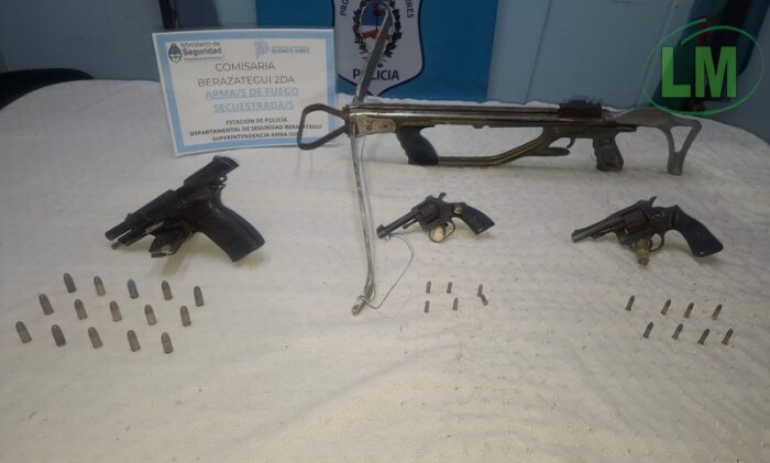 ALLANAMIENTO EN BERAZATEGUI: TRES DETENIDOS Y SECUESTRO DE ARMAS DE FUEGO TRAS VIOLENTO ROBO